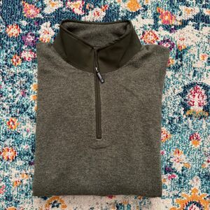 Orvis Green Wool Cashmere Quarter Zip Sweater Elbow Patches Men's Size XL‎